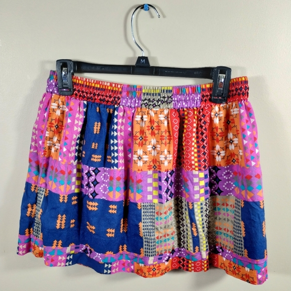 C & C California Boho Hippie Bohemian electric Waist casual mini Skirt - Picture 3 of 6